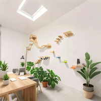 Échelle à cordes en bois pour chat, pont balançoire, marches d'escalade flexibles à fixer au mur pour arbre à chat, condo et salle de jeux intérieure