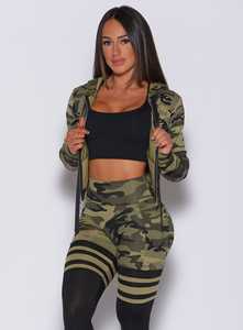 Vente chaude Lumineux Camo Full Zip Femmes Signature À Capuche Anti-Rides Respirant Hoodies Pour Femme Workout Femmes Zip Up À Capuche - Product Image 3
