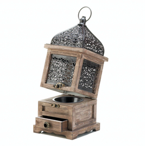 Linterna de madera hecha a mano con compartimentos, brillo cálido para el hogar, jardín, boda y decoración de Pascua personalizable - Product Image 1