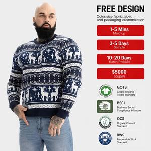 Pulls pour hommes, <span class=keywords><strong>pull</strong></span> <span class=keywords><strong>de</strong></span> Noël moche unisexe, motif écossais épais et amusant, <span class=keywords><strong>pull</strong></span> festif tricoté Fair Isle pour l'hiver et les fêtes - Product Image 1