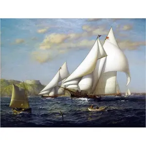 หินอ่อนเซรามิคผนังห้องอาบน้ำในครัวเรือแข่งและเรือในธีมทะเลสำหรับกระเบื้องกันน้ำมันกระเด็น - Product Image 1