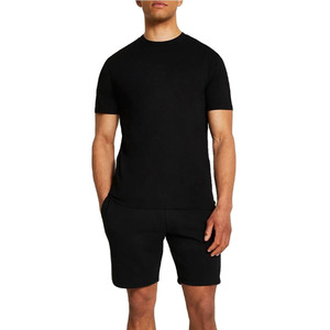 Camiseta de verano de secado rápido para hombre, algodón y poliéster, transpirable, patrón sólido, estilo callejero, conjunto corto para deportes de clima cálido - Product Image 6