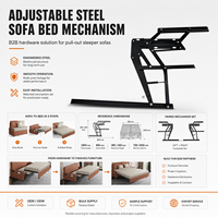 Mécanisme de canapé-lit escamotable réglable en acier épaissi pour appartement compact et mobilier modulaire