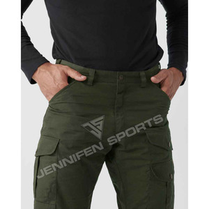 Pantalon de chasse tactique pour hommes 100% coton toile tissu fermeture à glissière et bouton fermeture avant, poches latérales boucles de ceinture à l'intérieur du tissu de coton - Product Image 3