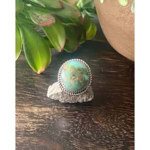 Sonoran Mountain <b>Turquoise</b> Sterling Silver <b>Ring</b> Size 8.5-Boho Geometric Statement Jewelry for Everyday Wear - Product Image 1