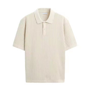 Polo à manches courtes pour homme en gros, formel, avec col élastique en tissu gaufré anti-rétrécissement, nouveautés - Product Image 1