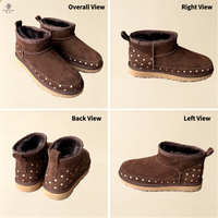 Bottes d'hiver courtes pour femme en cuir véritable et peau de mouton véritable, imprimées, confortables, légères et chaudes, fabriquées par le fabricant