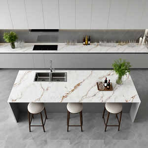 Nhà máy tùy chỉnh bền tay đánh bóng đá thạch anh nhân tạo 3D in đá cẩm thạch phong cách bàn cho nhà bếp phòng tắm Vanity đầu - Product Image 1