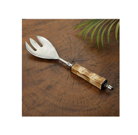 Couteau à beurre et fourchette en acier inoxydable avec manche en corne de buffle et boîte à cadeaux en bois personnalisée artisanat Top vente