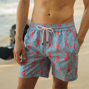 Short de bain pour homme imprimé par sublimation multicolore séchage rapide 100% polyester 180 GSM ceinture élastique vêtements de plage décontractés - Product Image 5