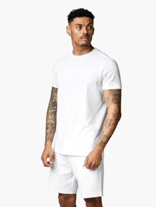 Ropa deportiva de verano de talla grande para hombre al por mayor, camiseta y pantalones cortos de algodón transpirable para gimnasio, chándal de 2 piezas de algodón y transpirable - Product Image 2