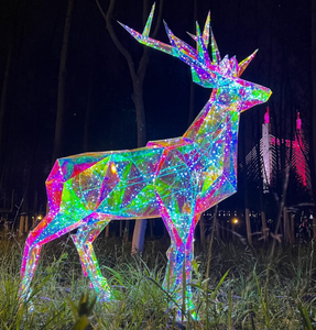 Décoration de Noël d'extérieur, motif exquis, forme d'animal colorée, grande lumière LED 3D, renne, commande par application, RGB, IP68, alimenté par courant alternatif - Product Image 4
