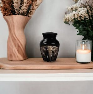 Portrait d'éléphant urnes de crémation en acier inoxydable foncé pour cendres urne humaine adulte mâle pour cendres pour femmes urne de taille personnalisée - Product Image 5