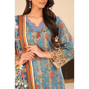 Traje Salwar Kameez de 3 Piezas en Algodón Khaddar Estampado con Dupatta para Festivales, Ropa Étnica, Estilo Pakistaní, Vestido Indio SD-52260 - Product Image 1