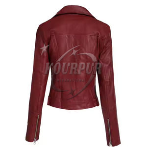 2025 nueva moda mujer rojo marrón Reversible chaqueta de piel sintética 100% PU Logotipo de piel de oveja en la parte delantera Otoño Invierno estilo - Product Image 6