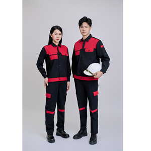 ชุดทำงานแขนยาว FMF สำหรับผู้ชาย สีดำ-แดง สะท้อนแสง ทนทาน ระบายอากาศได้ดี ป้องกันรอยยับ ทนต่อการฉีกขาด - Product Image 4