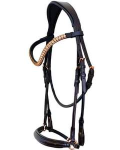 Bridle in <b>Rose</b> Gold Finish Made of High Quality Leather - Product Image 5