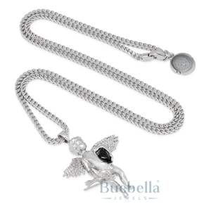 Cupido colgante 925 collar de plata para hombres y mujeres de lujo chapado en oro estilo Hip Hop Iced Bling colgante joyería de moda - Product Image 5