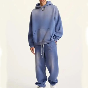 New Arrival Winter Plus Size Acid Washed Custom Logo Men's Tracksuit Regular Fit Factory <b>Direct</b> Supply - Product Image 4