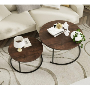 Black Gold Metal Modern White Marble Wood Top Nordic <strong>Nest</strong> <strong>Table</strong> Living Room Set of 2 Coffee <strong>Tables</strong> Made of Steel - Product Image 6