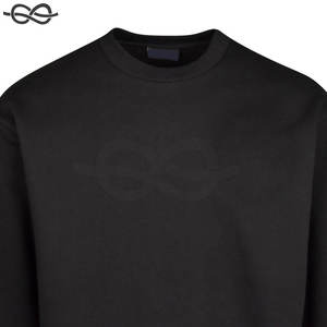 100% algodón Regular Fit cuello redondo Color negro sudadera estampado francés Terry en blanco de gran tamaño Streetwear sudadera - Product Image 3