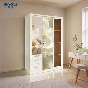 Armadio in Metallo Cinese a 4 Ripiani per Camera da Letto <span class=keywords><strong>e</strong></span> Soggiorno, Armadietto in Acciaio per Conservazione Vestiti con Specchio, <span class=keywords><strong>Mobili</strong></span> all'Ingrosso - Product Image 1