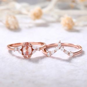 Morganite 18 carats, nouveau design de luxe, bagues en or massif avec bagues en diamants véritables - Product Image 3