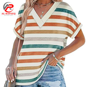 Camisetas ajustadas de manga corta para mujer 100% algodón con cuello en V, camisetas informales de Moda de Primavera, camisetas de moda de verano, ropa básica - Product Image 5