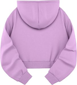 2025 femmes personnalisé 100% coton sweats vestes à manches longues recadrée sweat à capuche zippé respirant doublure solide hiver avant - Product Image 4