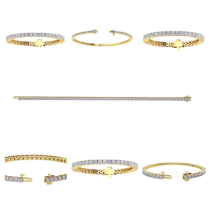 12.3Ct สตรี VS ความชัดเจนในห้องปฏิบัติการปลูกด้วยเพชรอินเทรนด์สร้อยข้อมือเทนนิสสี EF พร้อมกำไลทอง18K ผู้ผลิตอินเดีย - Product Image 5