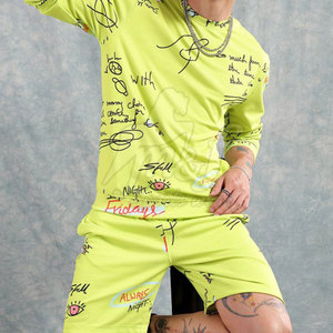 Conjunto de ropa deportiva de dos piezas con Sudadera de cuello redondo y pantalones cortos de ajuste relajante Sudadera de Jersey suave y pantalones cortos por encima de la rodilla - Product Image 3