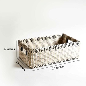Panier de rangement multi-tons en jonc de mer tissé à la main écologique avec poignée, parfait pour organiser et ajouter du style - Product Image 6