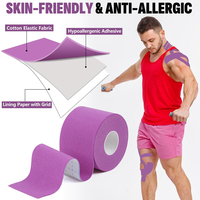 Bande de kinésiologie violette lavande certifiée CE, antidérapante, imperméable, respirante, élastique et résistante à la chaleur pour le sport