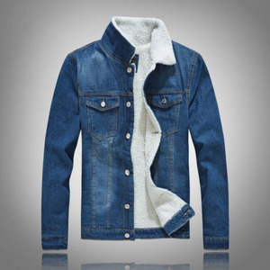 New Autumn <b>Men's</b> <b>Velvet</b> Cotton Denim <b>Jacket</b> Standard Warm Lined Linen Stand Collar Hooded Breathable Black Slim Front Jeans Coat - Product Image 4