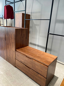 Armoire simple porte en bois d'acacia marron, meuble de rangement moderne pour chambre à coucher, armoire en bois minimaliste - Product Image 5