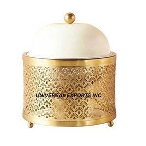 Olla de metal con acabado dorado, cazuela de diseñador hecha a mano de calidad Superior, calentador de alimentos de metal nuevo al por mayor con estilo clásico - Product Image 1