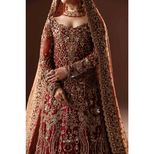 Robe Maxi Lehnga lourde de mariée indienne avec volants broderie de cristal travail manuel en pierre perlée pour la mariée tenue de mariage - Product Image 2