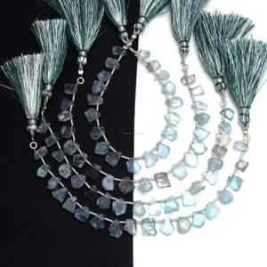 High Quality Moss Aqua Smooth Slice Shape Gemstone Beads 8 Inch 8X10 MM Strand For Used In Jewelry <b>Bracelet</b> Making - Product Image 3