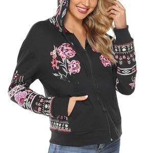 Sweats à capuche brodés pour femmes en matériau durable disponibles au tarif de gros sur mesure Sweats à capuche brodés pour femmes de qualité supérieure - Product Image 1