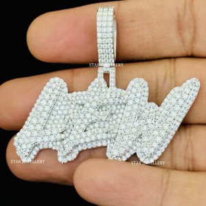 925 plata esterlina Iced Out VVS Moissanite colgante personalizado, Iced Out VVS Moissanite colgante Unisex VVS Moissanite letra colgante - Product Image 3