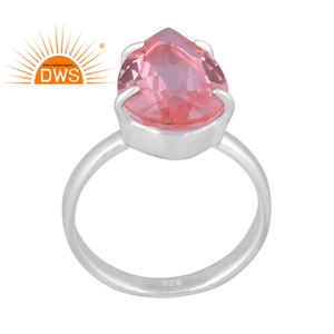 Última tendencia 925 plata esterlina fina doblete morganita cuarzo piedra preciosa anillo apilable fabricante de joyería personalizada - Product Image 1