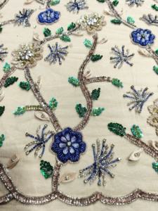 Embroidered Rayon Ball Gown <b>Dress</b> Floral Print Party-Style With Bow Collar Hand Beaded Fabric Breathable and Stylish - Product Image 6