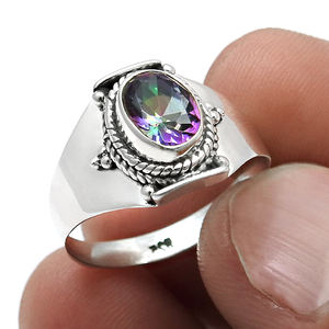 Anillos hechos a mano de piedras preciosas de topacio místico semiprecioso Natural, anillo de promesa de Plata de Ley 925, regalo para ella, joyería de moda de diseñador - Product Image 1