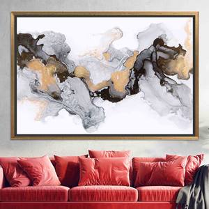 Décoration murale moderne : Impression marbre gris, Œuvre d'art sur toile élégante, TOILE ENCADRÉE DORÉE - Product Image 1