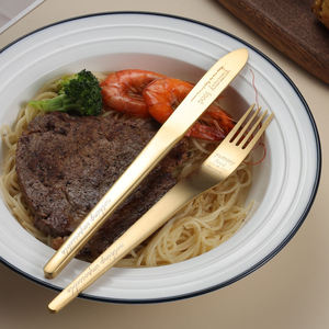 Elegant golden stainless steel <b>flatware</b> <b>set</b> suitable for home kitchen restaurant hotel dining and daily meal presentation - Product Image 2