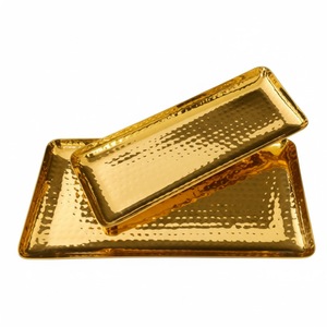 Bandeja de Servir Moderna de Alta Calidad, Ligera, de Metal Dorado Martillado, con Asas Decorativas de Acero Inoxidable, para Cocina, Bodas y Hogar - Product Image 3