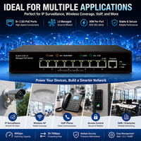 Kurumsal Katman 3 Yönetilebilir Akıllı 8 Portlu 2.5G Çoklu Gigabit 150W Konsol VLAN QoS SNMP PoE Switch 40Gbps Kapasiteli Wi-Fi 6 AP için