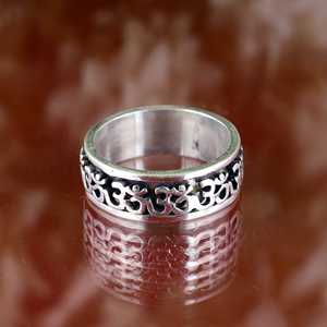 Fashion Design Om <b>Ring</b> Tribal Brass <b>Rings</b> <b>Men</b> Oxidized <b>Silver</b> Finish Spiritual Yoga Band Geometric Mantra For Wholesale/OEM/ODM - Product Image 3
