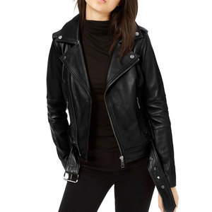 Chaqueta Corta de Cuero Genuino para Mujer, Diseño Minimalista, Cierre Oculto, Impermeable, Reversible, Estilo Casual para Otoño - Product Image 2