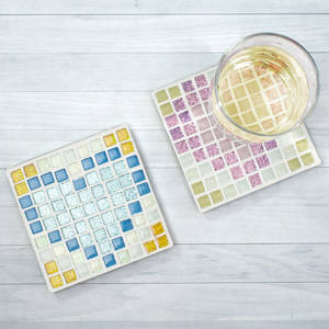 Exportateur indien de dessous-de-verre en mosaïque de verre carrée écologique faits à la main pour tasses, verres, mugs à prix raisonnable - Product Image 1